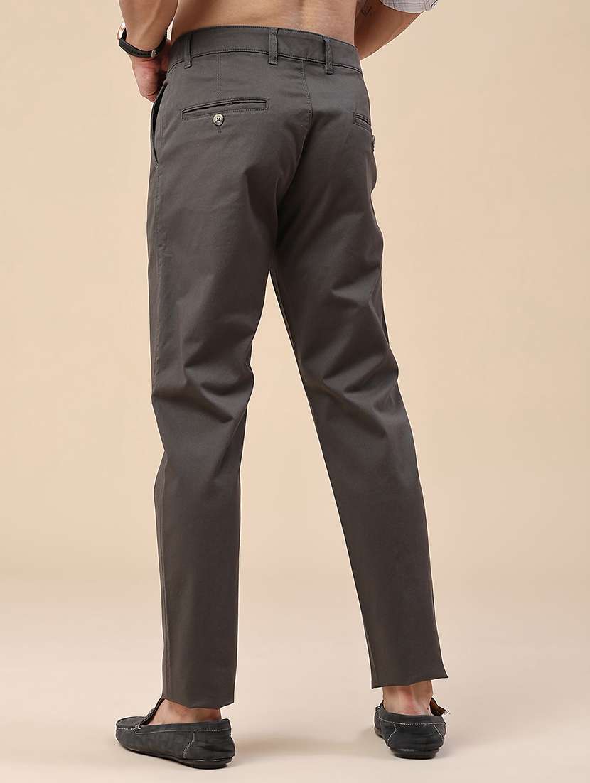 Men Solid Mid Rise Chinos Casual Trouser - 22464436 -  Standard Image - 4