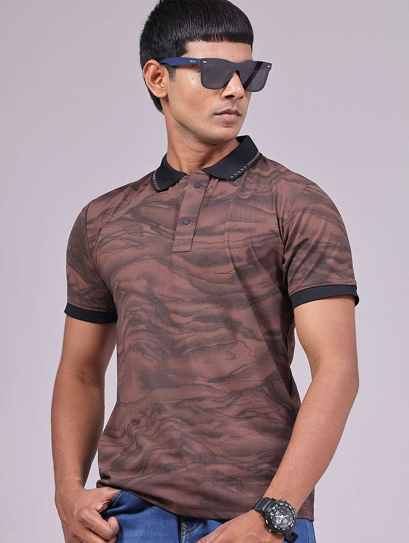 men printed short sleeve regular fit polo t-shirt