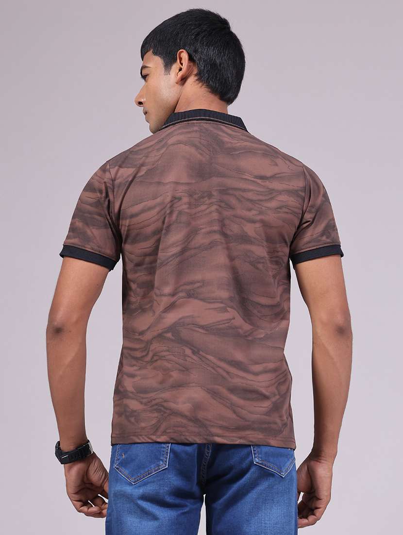 Men Printed Short Sleeve Regular Fit Polo T-shirt - 22464527 -  Standard Image - 4