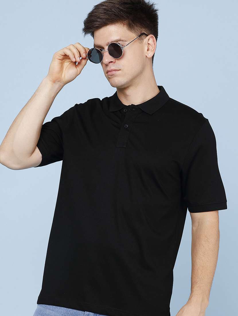 men solid short sleeves polo t-shirt
