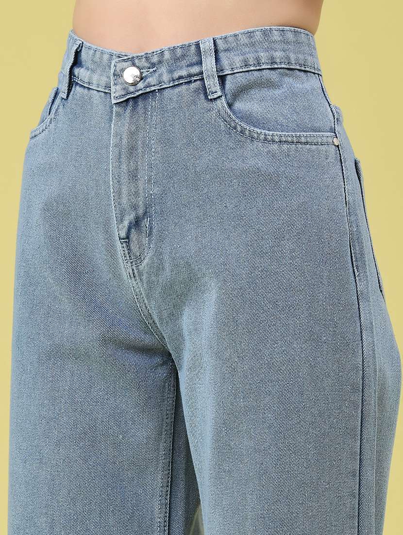 women solid high rise wide leg jeans - 22464662 -  Standard Image - 1