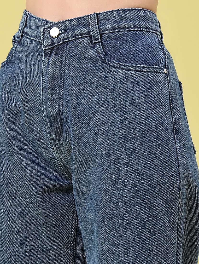 women solid high rise wide leg jeans - 22464670 -  Standard Image - 1
