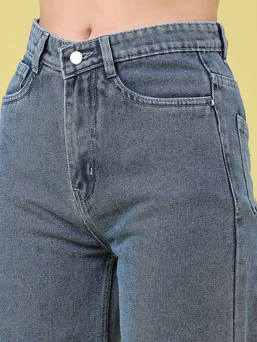 women solid high rise wide leg jeans - 22464671 -  Standard Image - 1