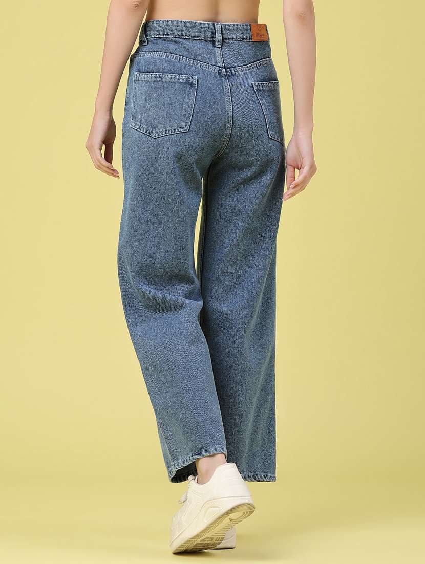 women solid high rise wide leg jeans - 22464671 -  Standard Image - 4