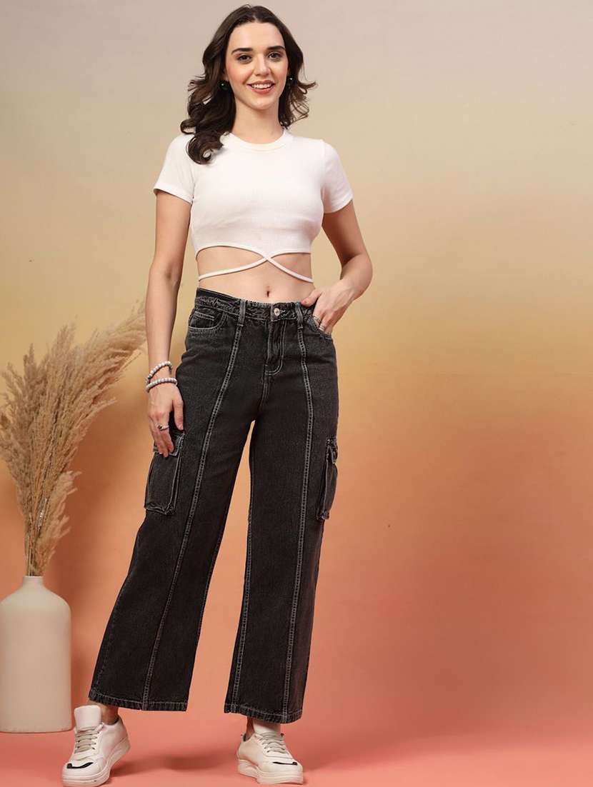 women grey denim jeans - 22464775 -  Standard Image - 4