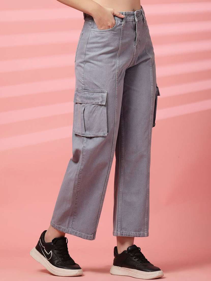 women grey denim cargo - 22464782 -  Standard Image - 1