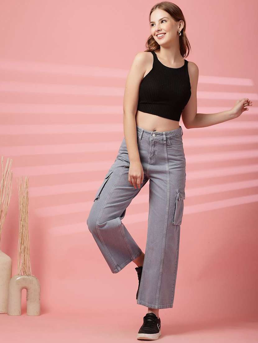 women grey denim cargo - 22464782 -  Standard Image - 4