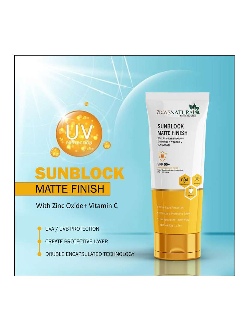 7daysnatural spf 50+ sunblock cream for men & women 50g - 22464784 -  Standard Image - 1