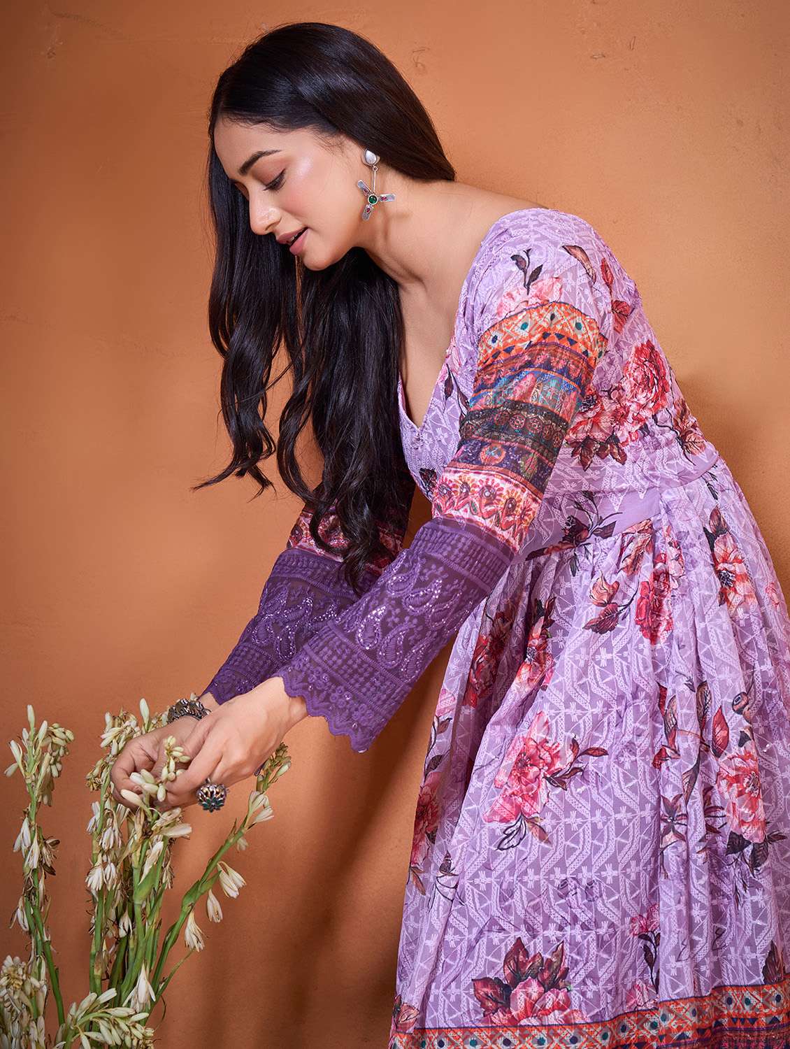 women multi colored georgette fit & flare gown - 22464840 -  Standard Image - 1