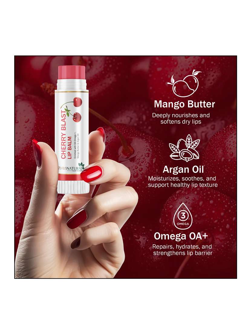 7daysnatural cherry blast lip balm for deep nourishment & soft lips - 22464848 -  Standard Image - 4