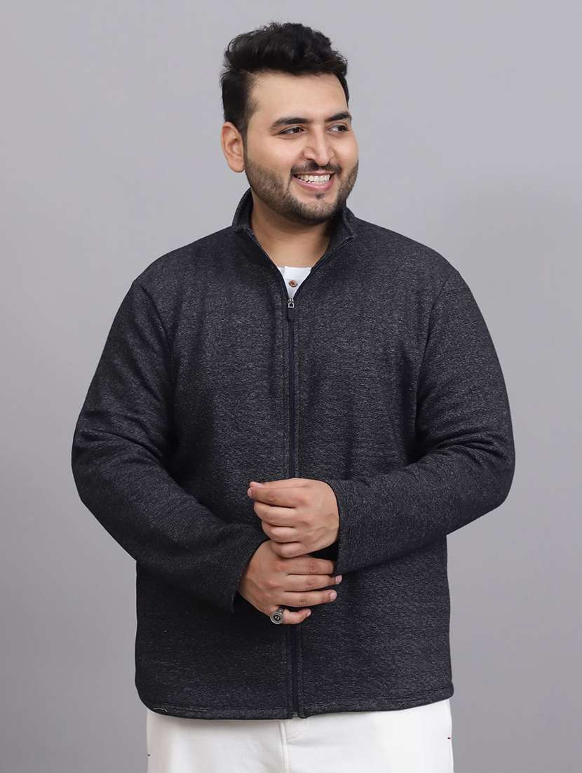 men grey cotton blend casual jacket