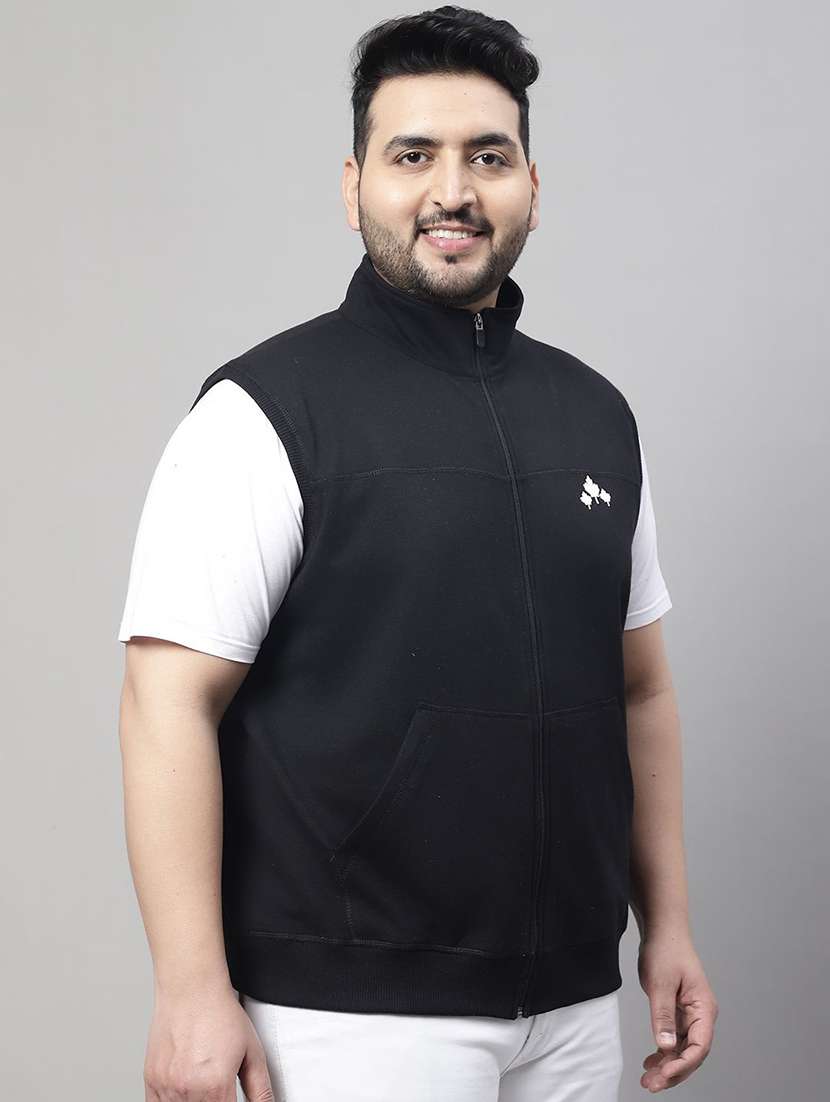 men black cotton stand collar casual jacket - 22464911 -  Standard Image - 1
