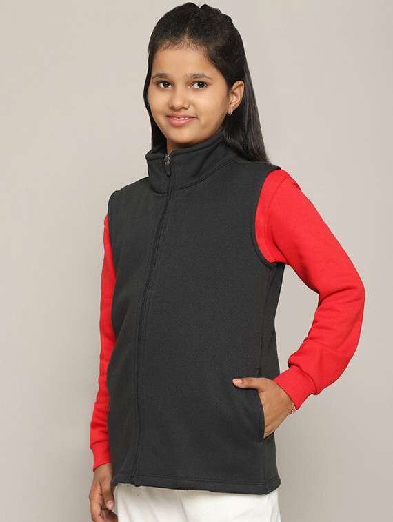 girls black cotton regular jackets & coat - 22464934 -  Standard Image - 1