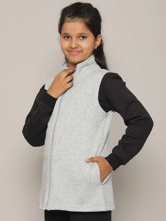 girl grey cotton regular jackets & coat - 22464937 -  Standard Image - 1