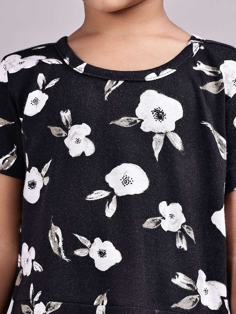 girl black cotton fit & flare dress - 22464969 -  Standard Image - 1