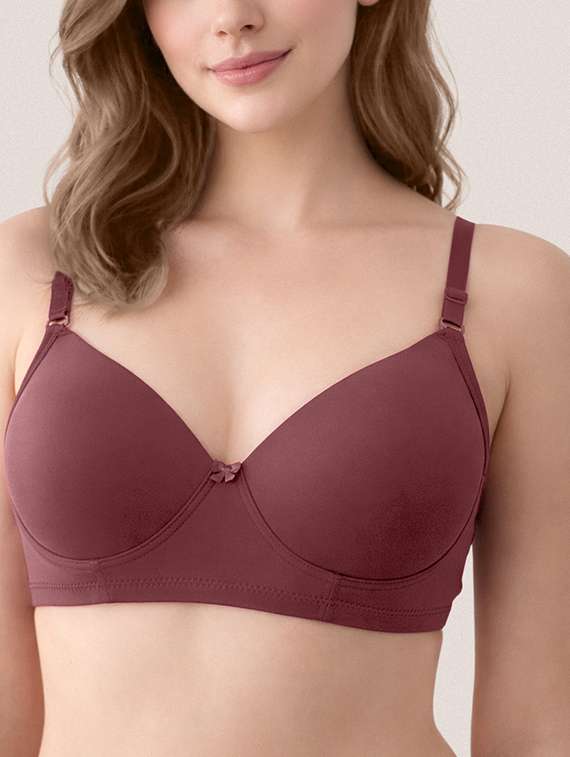 women solid lightly padded regular bra - 22464974 -  Standard Image - 1