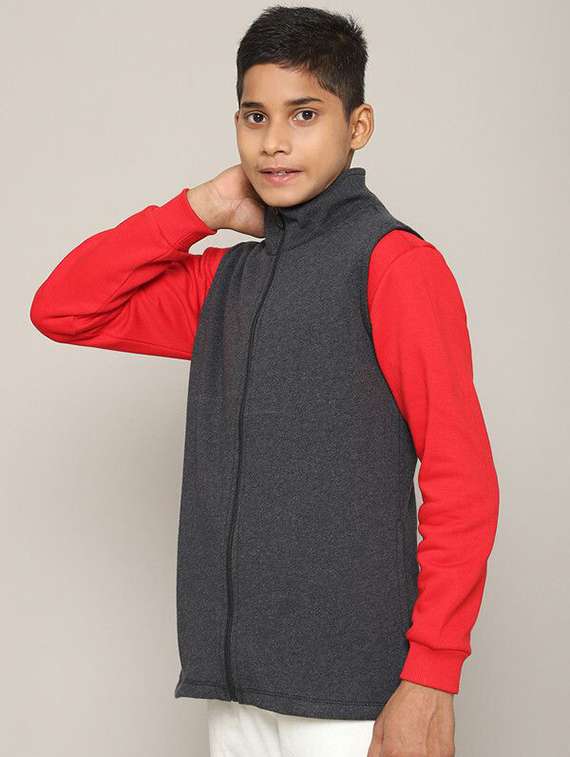 bous solid grey cotton regular jackets & coat - 22464985 -  Standard Image - 1