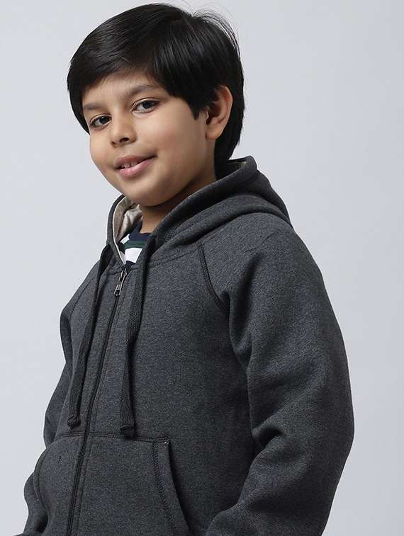 boys grey fleece regular jackets & coat - 22464994 -  Standard Image - 1
