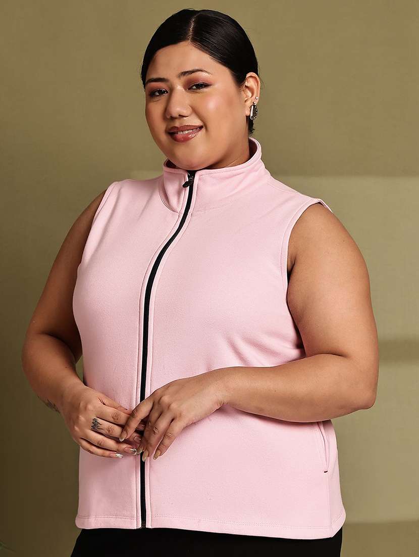 women solid pink cotton blend regular jacket - 22465010 -  Standard Image - 1