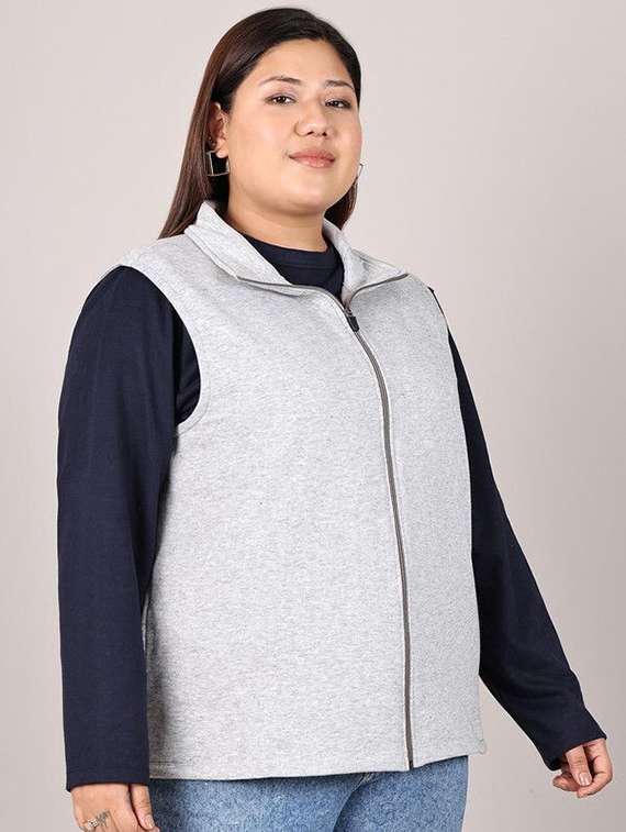 womens grey cotton regular jacket - 22465011 -  Standard Image - 1