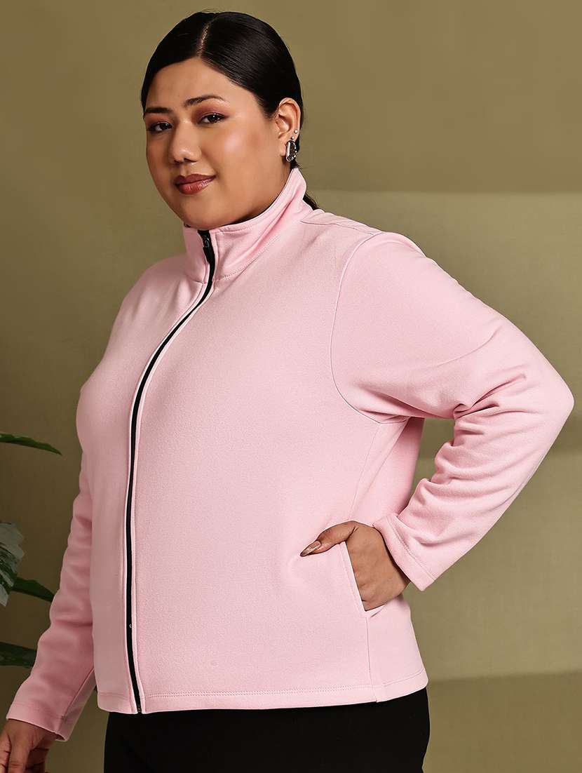 women  pink cotton blend regular jacket - 22465013 -  Standard Image - 1