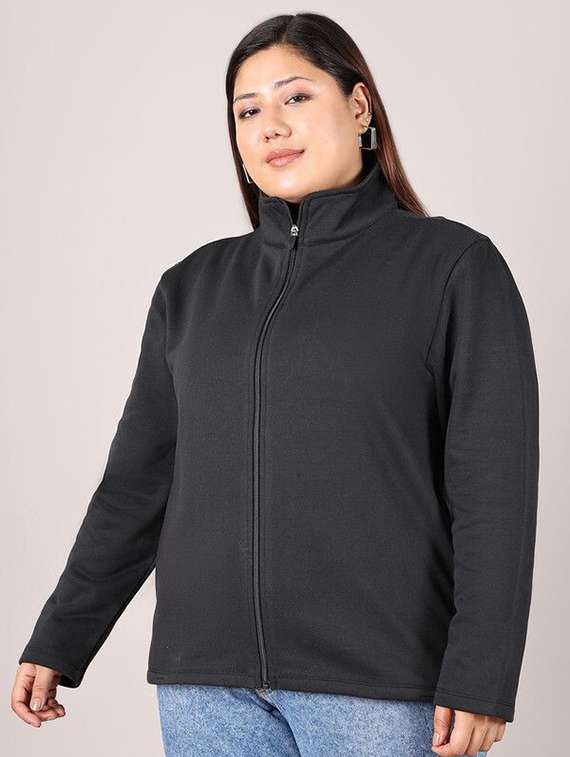 women black cotton regular jacket - 22465014 -  Standard Image - 1