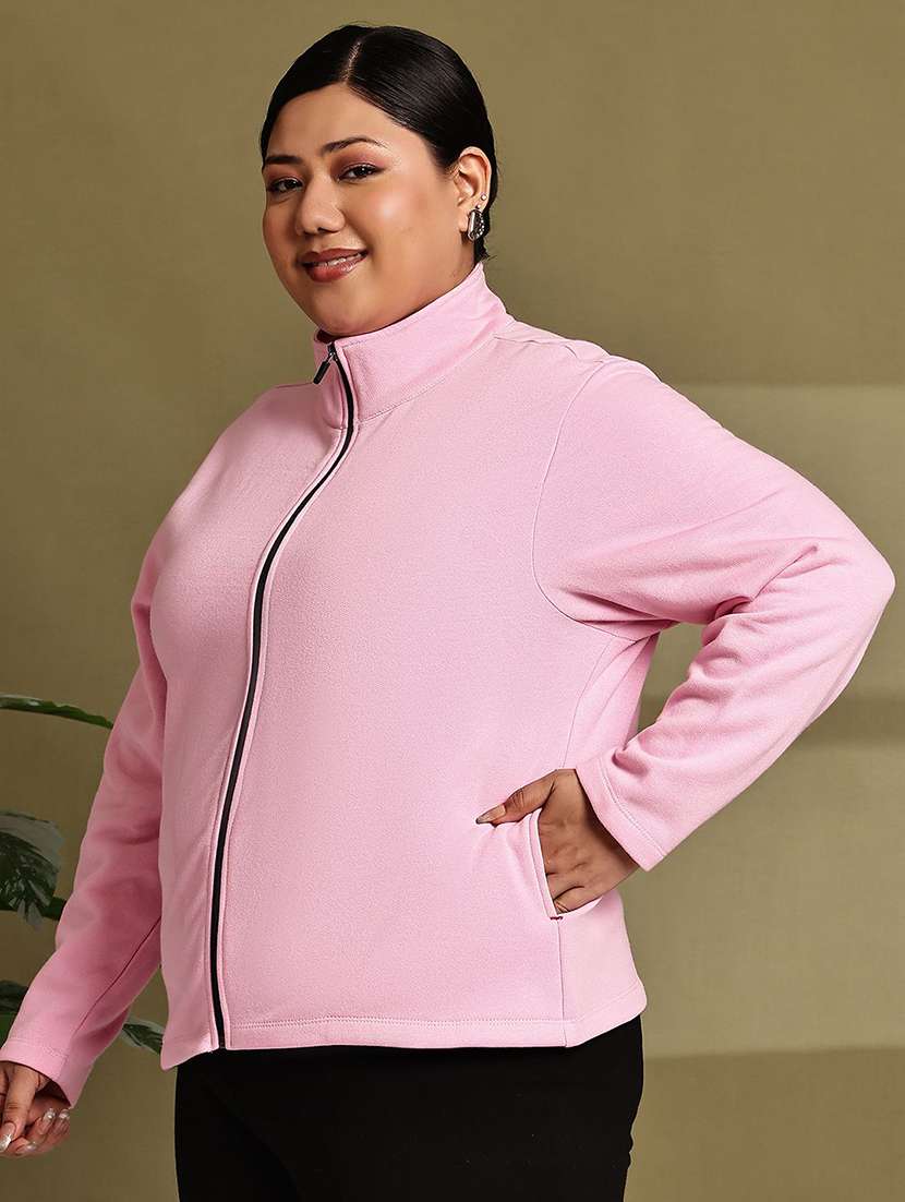 women pink cotton blend regular jacket - 22465017 -  Standard Image - 1