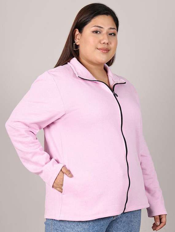 women solid pink cotton regular jacket - 22465019 -  Standard Image - 1