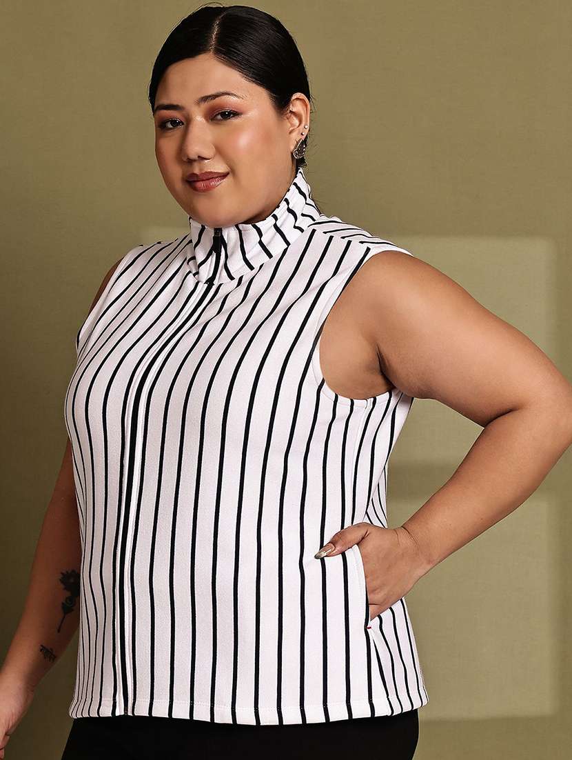 women stripes white cotton blend regular jacket - 22465021 -  Standard Image - 1