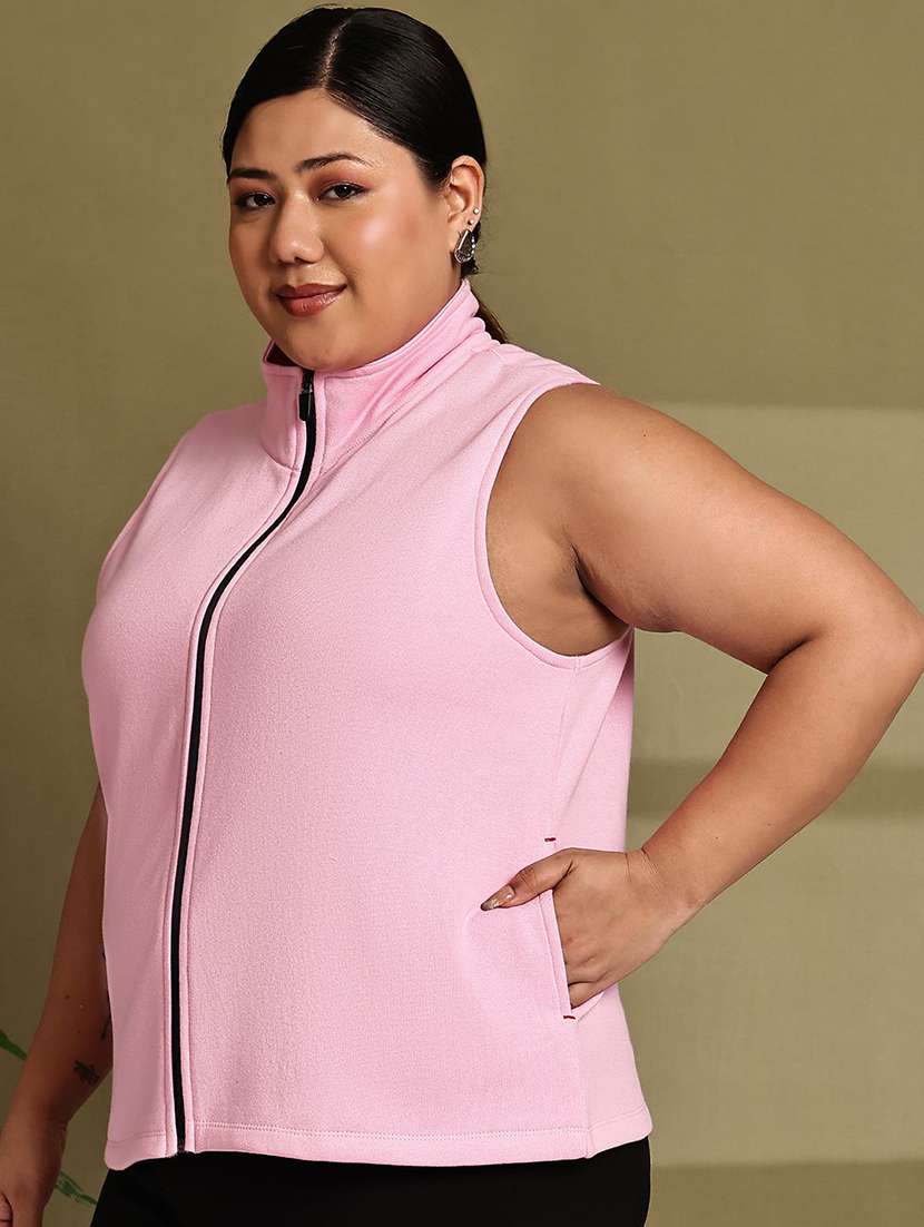 women pink cotton blend regular jacket - 22465024 -  Standard Image - 1