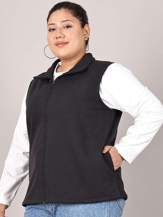 women solid black cotton regular jacket - 22465025 -  Standard Image - 1