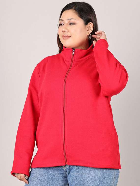 women red cotton regular jacket - 22465026 -  Standard Image - 1