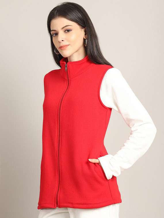 women red cotton regular jacket - 22465030 -  Standard Image - 1