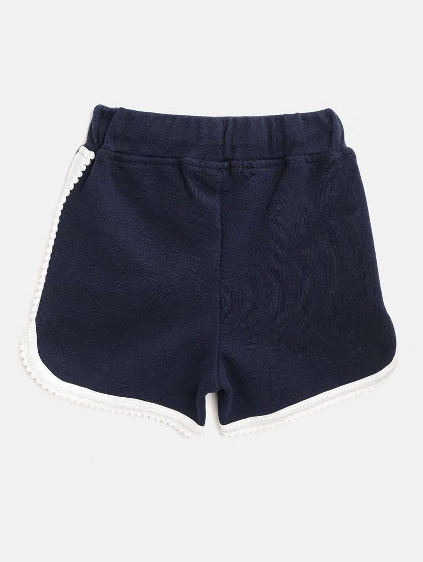 Girls Solid Navy Blue Cotton Shorts Shorts And Three-fourth - 22465032 -  Standard Image - 1