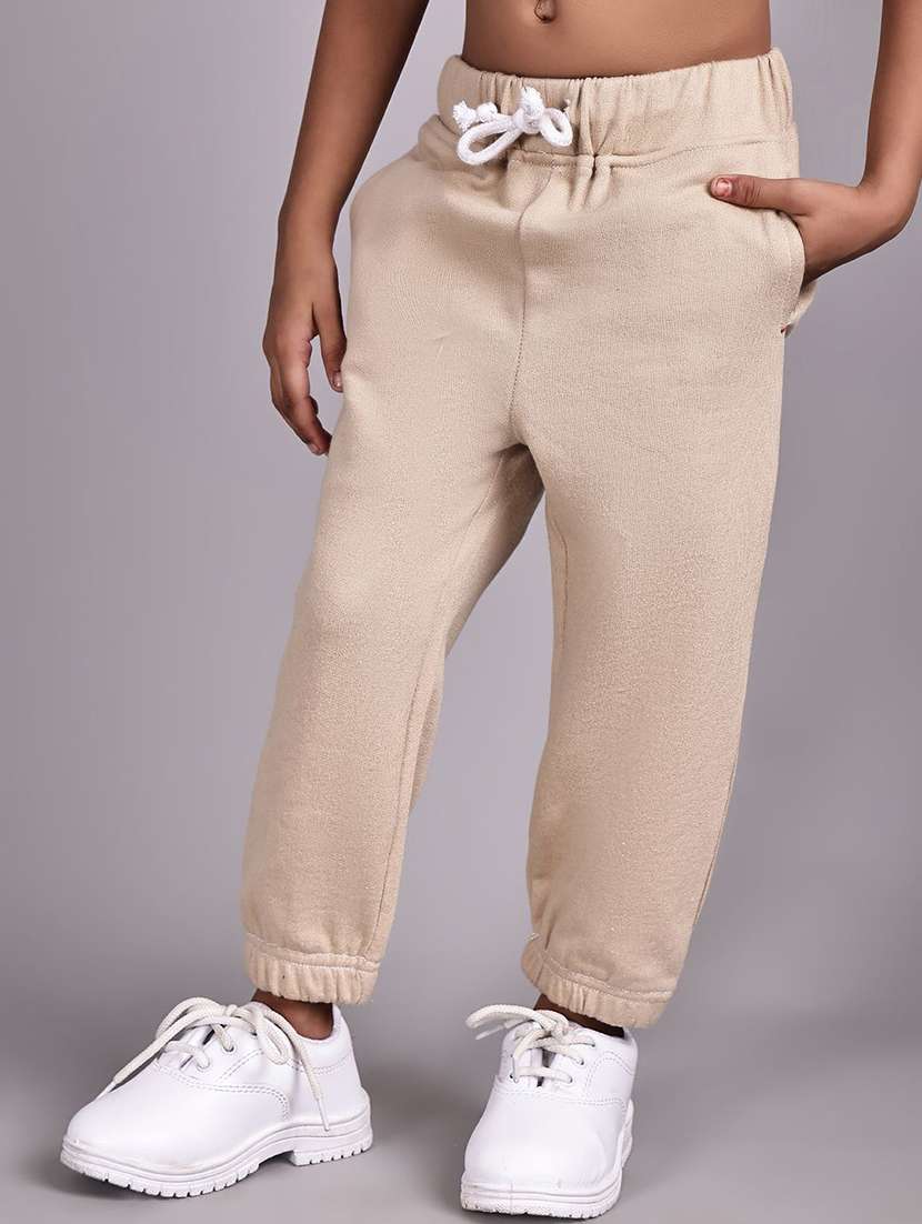 boys beige cotton casual wear joggers - 22465061 -  Standard Image - 1