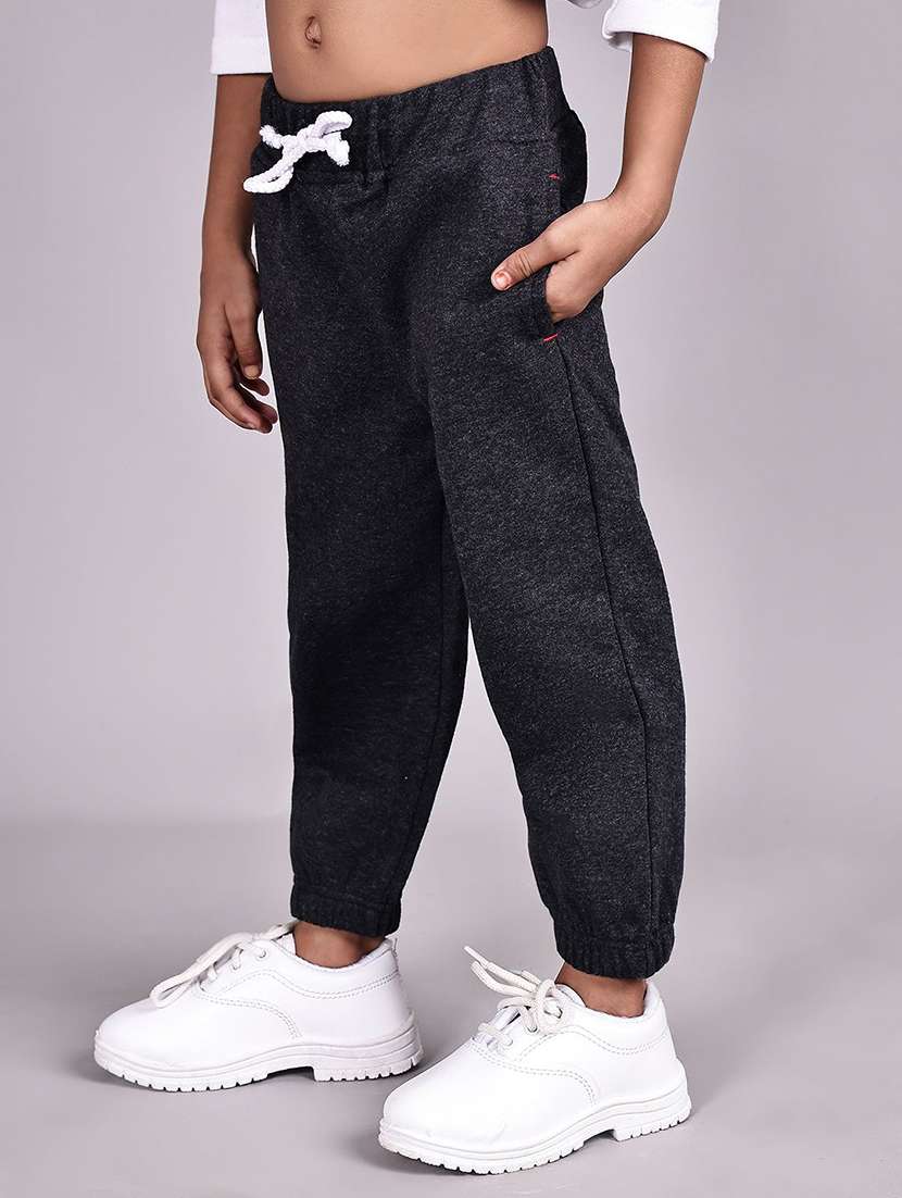 kids grey cotton plain jogger - 22465063 -  Standard Image - 1