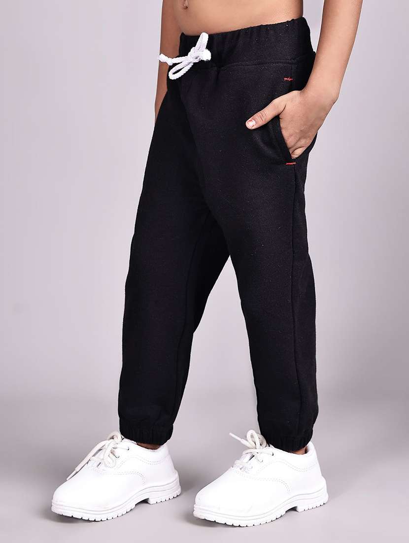 boys black cotton plain jogger - 22465064 -  Standard Image - 1