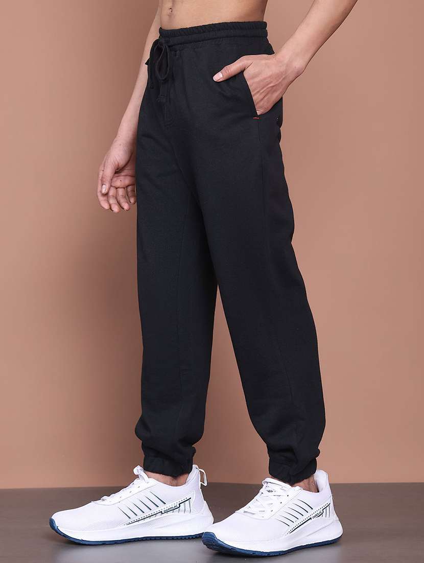 boys black cotton blend plain jogger - 22465095 -  Standard Image - 1