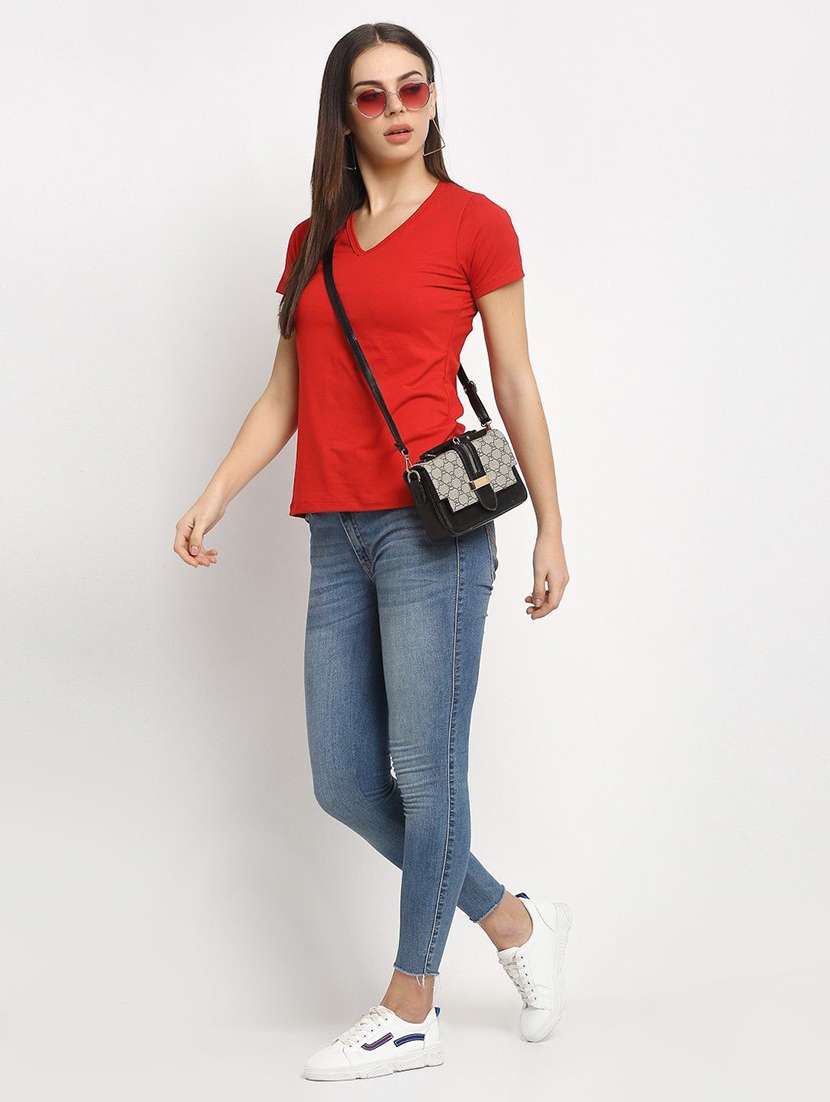 women solid ed cotton regular t-shirt - 22465112 -  Standard Image - 4