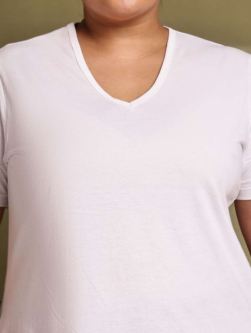 women solid white cotton regular t-shirt - 22465132 -  Standard Image - 1