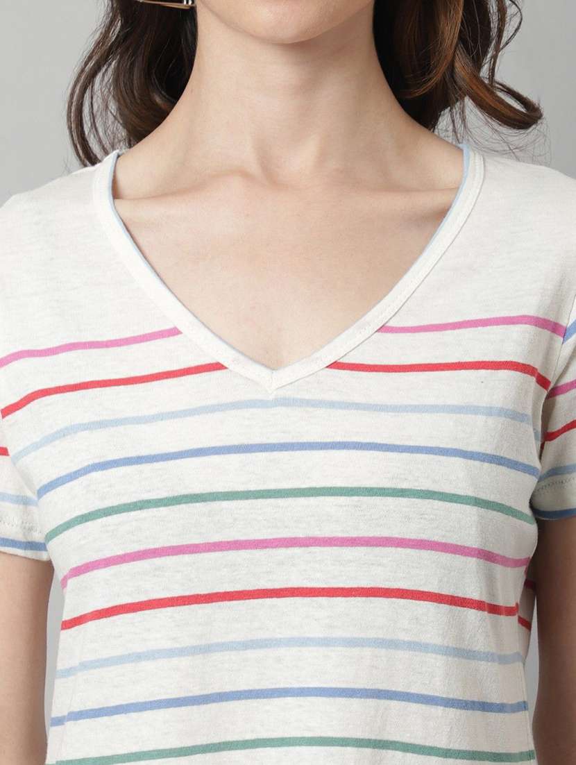 Women Striped Short Sleeve T-shirt - 22465138 -  Standard Image - 1