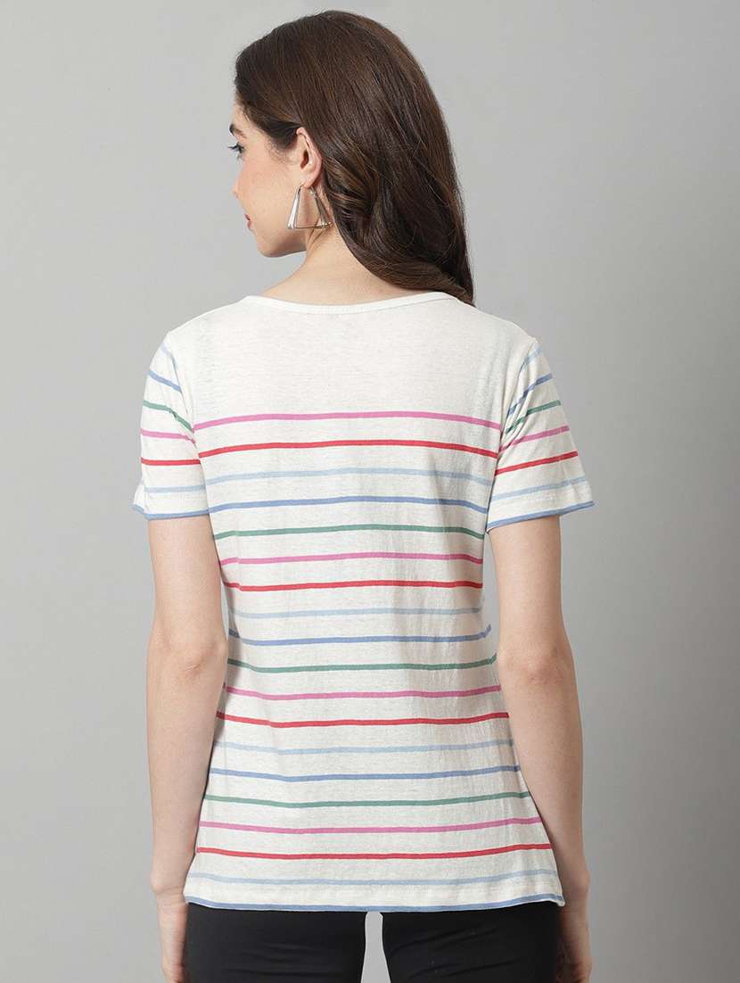 Women Striped Short Sleeve T-shirt - 22465138 -  Standard Image - 4