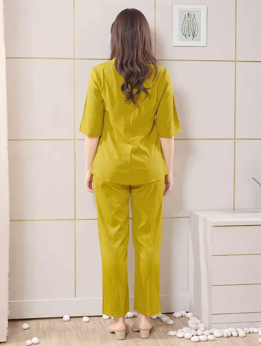 women solids linen top and trouser set - 22465156 -  Standard Image - 4