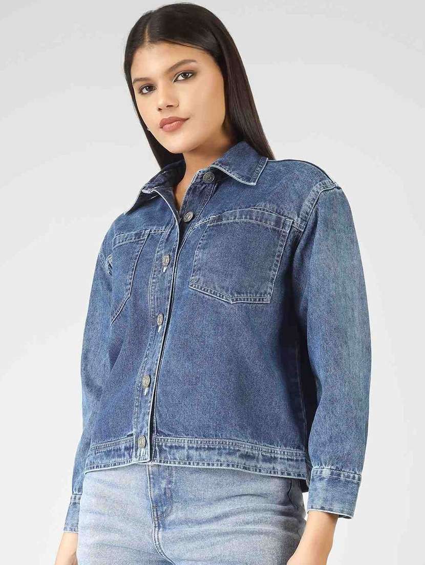 women blue denim denim jacket - 22465159 -  Standard Image - 1