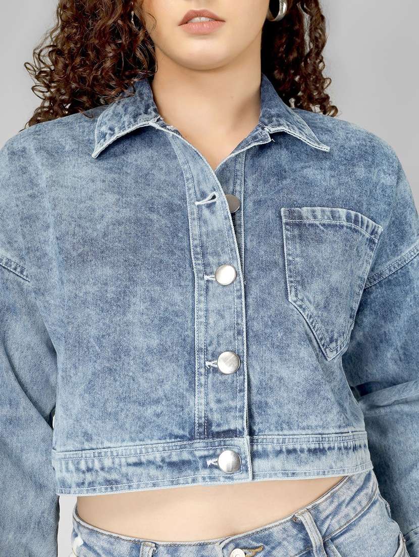 women blue denim denim jacket - 22465162 -  Standard Image - 1