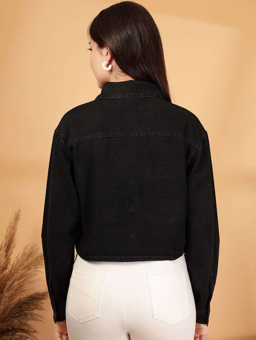 women black denim jacket - 22465163 -  Standard Image - 4