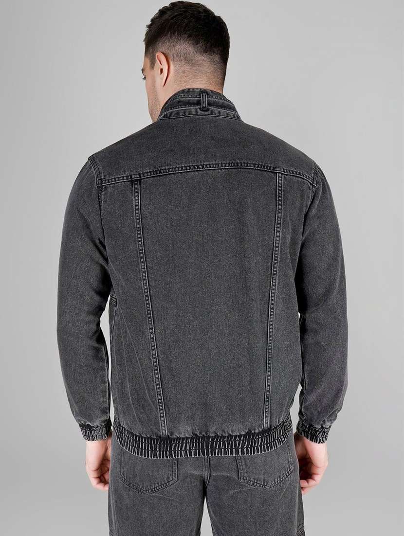 men charcoal denim denim jacket - 22465168 -  Standard Image - 4