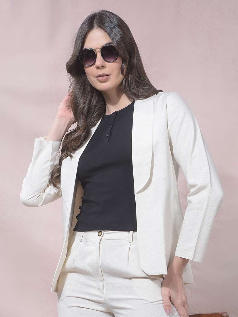 women solid long sleeves casual blazer