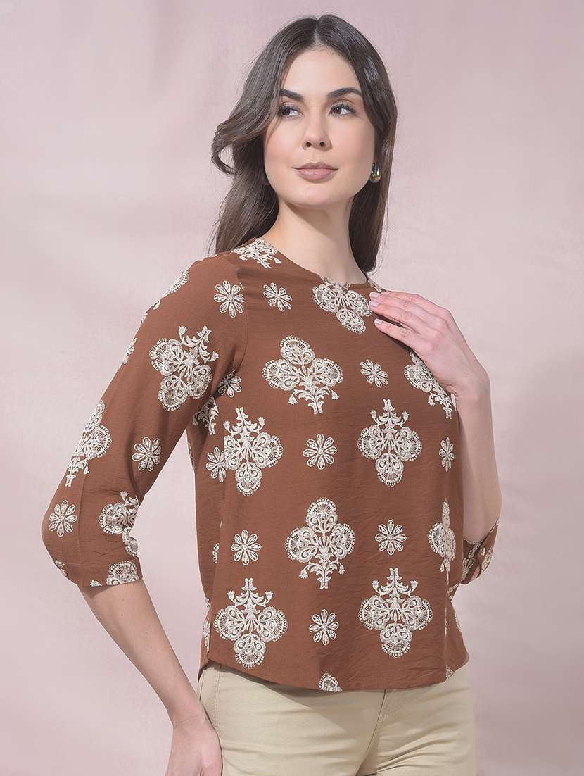Women Printed Round Neck Regular Fit Top - 22465298 -  Standard Image - 4