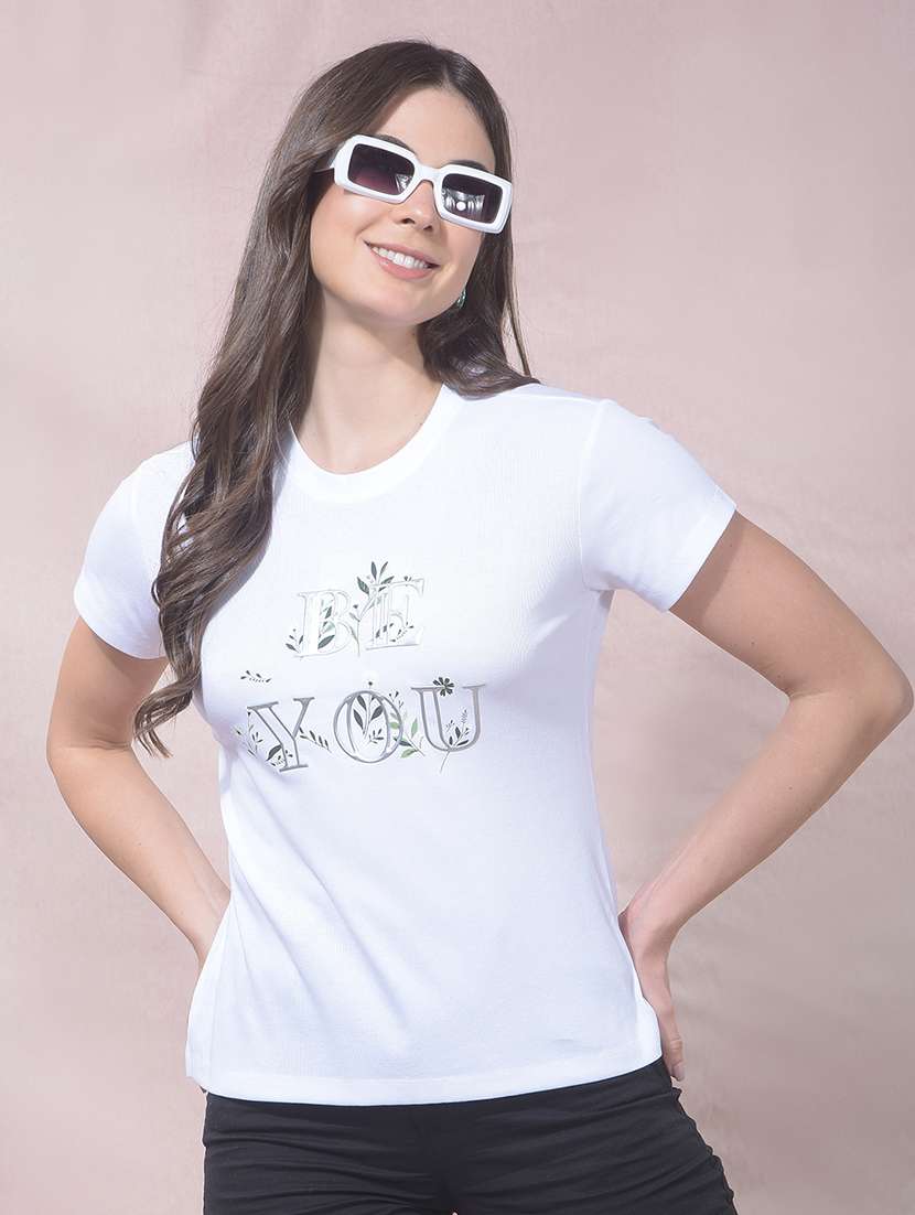 women printed round neck t-shirt